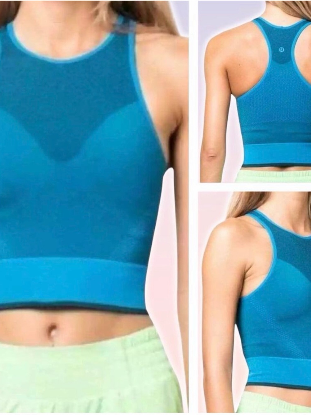 lululemon Seamless Teal Mesh Supportive Training Tank Top